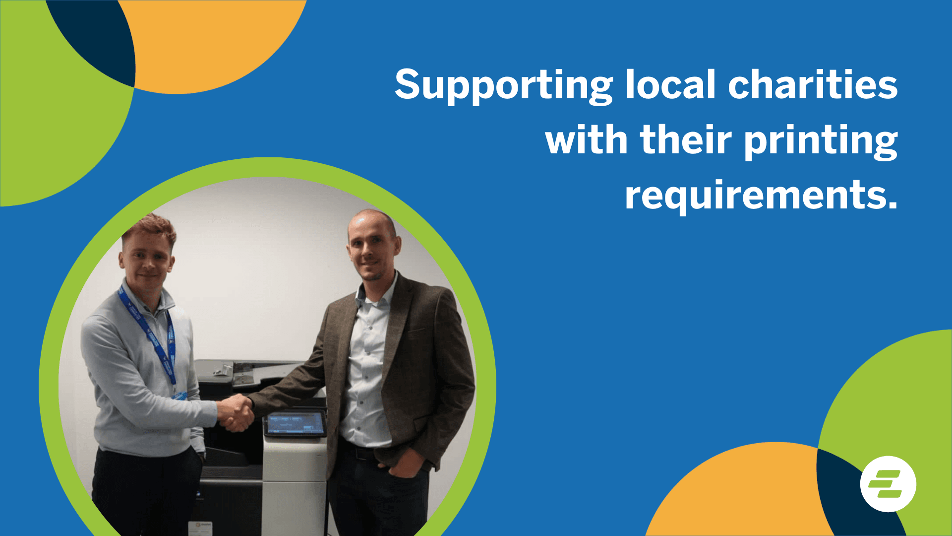 Ross Cracknell, Managing Director of Evolve Business Solutions shaking hands with Dan Palfrey, Managing Director of Ipswich Town Foundation