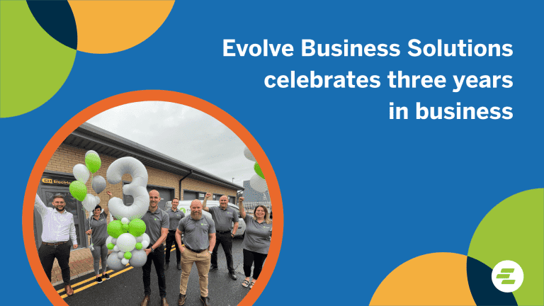 The Evolve Business Solutions team celebrating three years in business